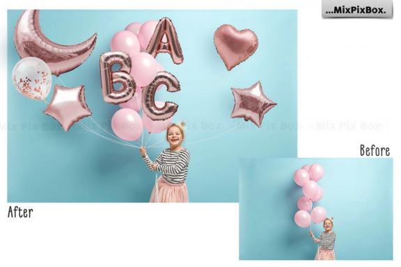 Rose Gold Foil Balloons Overlays