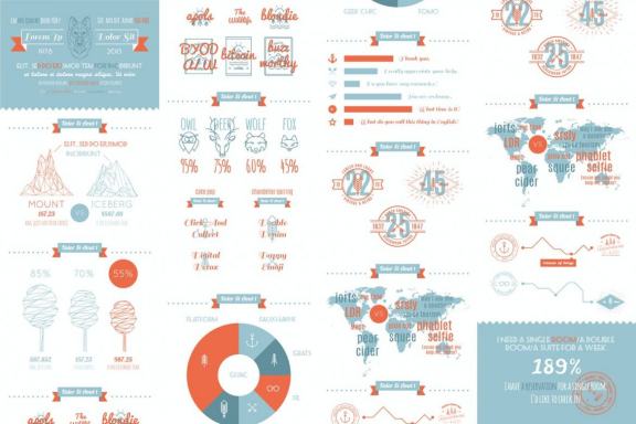 Vector infographics set in the style of a hipster