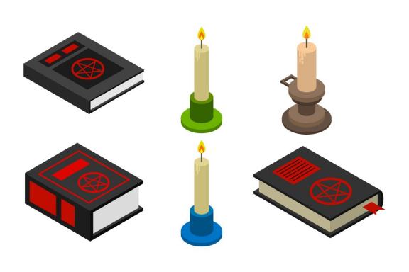 Set of isometric halloween elements 3
