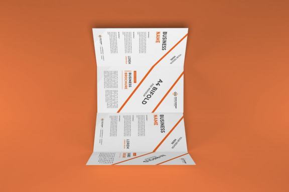 Realistic A4 Bifold Brochure Photoshop Mockup