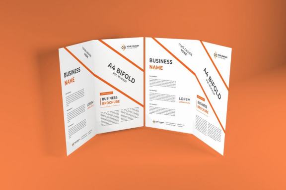 Realistic A4 Bifold Brochure Photoshop Mockup