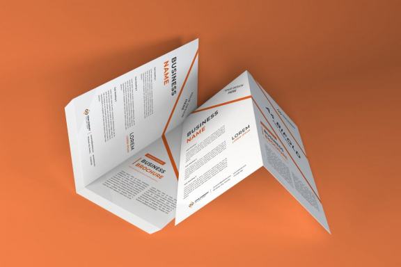 Realistic A4 Bifold Brochure Photoshop Mockup