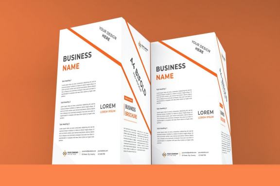 Realistic A4 Bifold Brochure Photoshop Mockup
