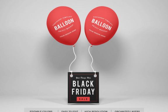 Realistic Party Balloon Photoshop Mockup