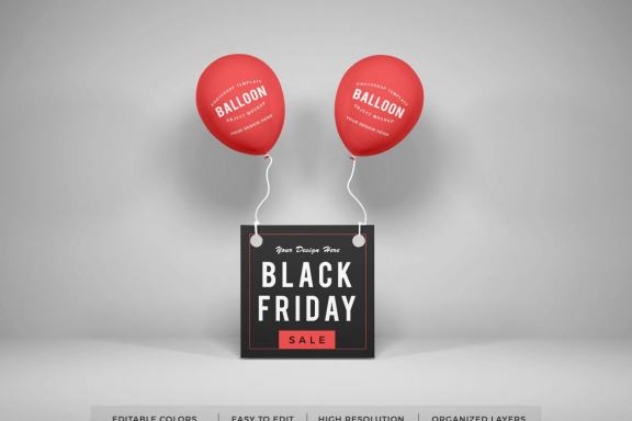 Realistic Party Balloon Photoshop Mockup