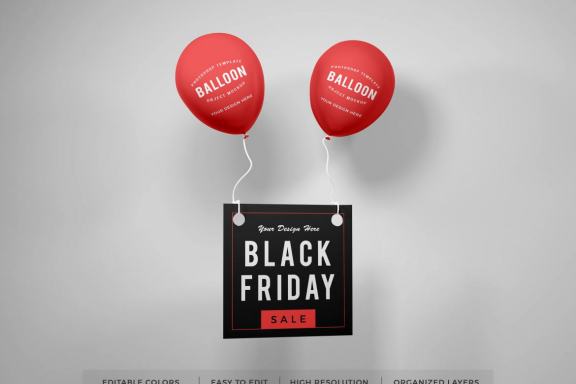 Realistic Party Balloon Photoshop Mockup