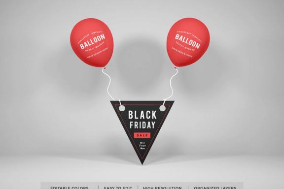 Realistic Party Balloon Photoshop Mockup
