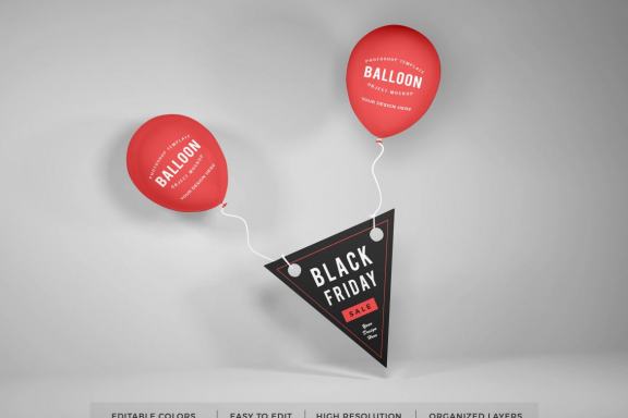 Realistic Party Balloon Photoshop Mockup