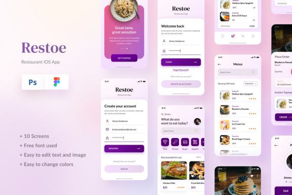 Restoe - Restaurant Food App Design Figma & PSD