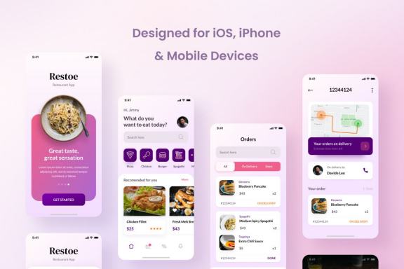 Restoe - Restaurant Food App Design Figma & PSD