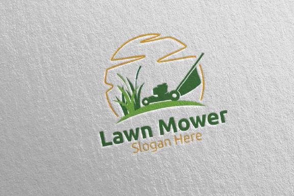 Lawn Mower Gardener Mowing Logo 2