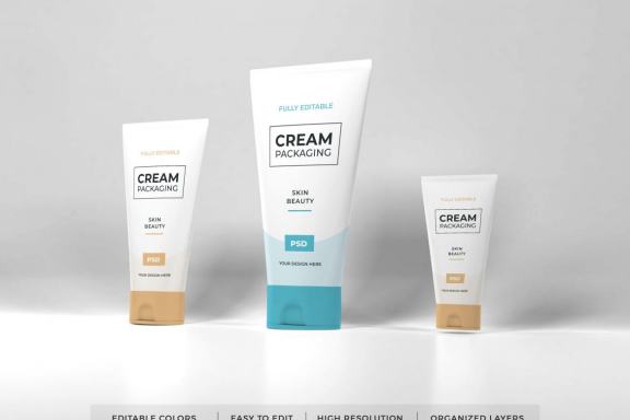 Realistic Cosmetic Cream Packaging Mockup Template