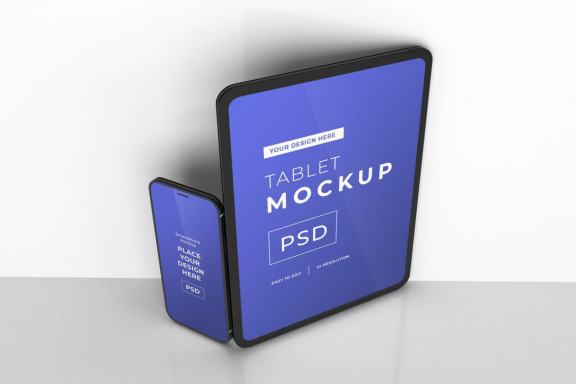 Realistic Tablet and Smartphone Device Mockup