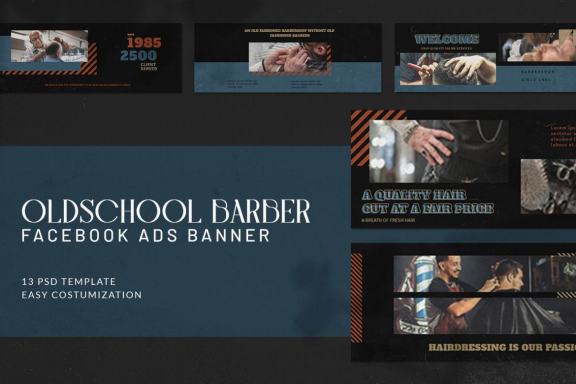 Oldschool Barbershop Facebook Ads Banner