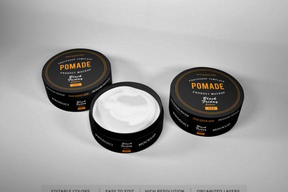 Realistic Pomade Packaging Mockup Template