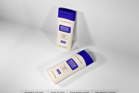 Realistic Lotion Cream and Shampoo Bottle Mockup