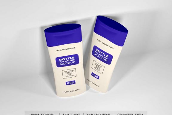 Realistic Lotion Cream and Shampoo Bottle Mockup