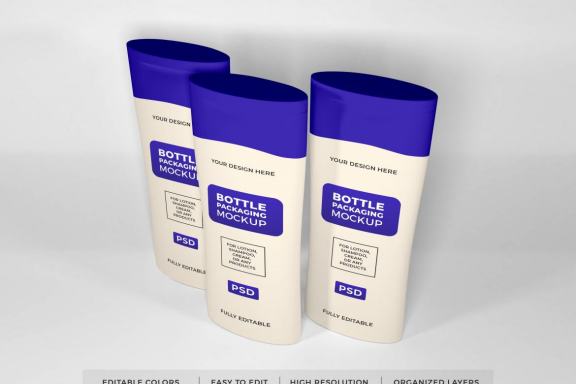 Realistic Lotion Cream and Shampoo Bottle Mockup