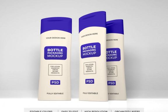 Realistic Lotion Cream and Shampoo Bottle Mockup