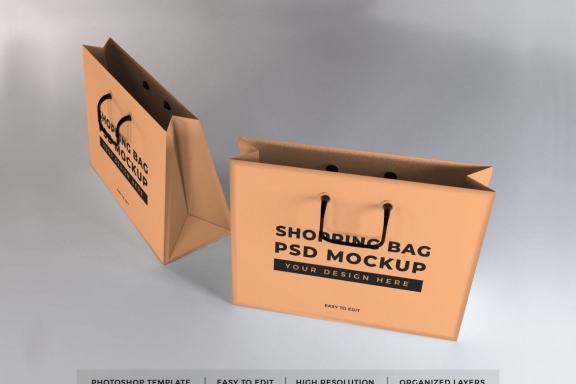 Realistic Shopping Bag Mockup Template