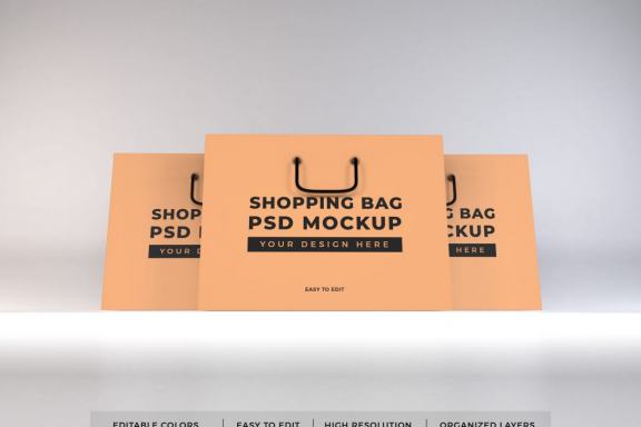 Realistic Shopping Bag Mockup Template