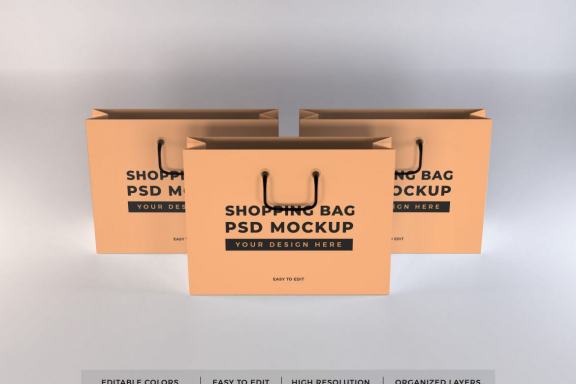 Realistic Shopping Bag Mockup Template