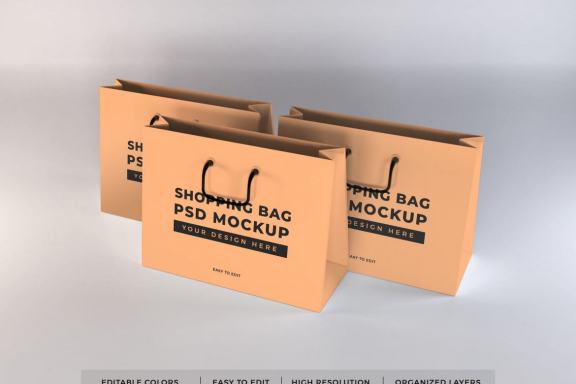 Realistic Shopping Bag Mockup Template