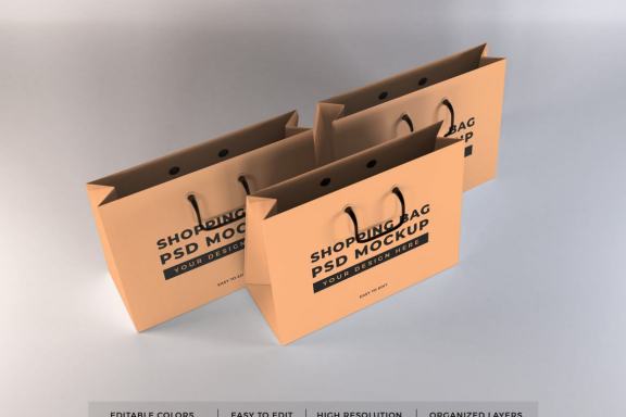Realistic Shopping Bag Mockup Template
