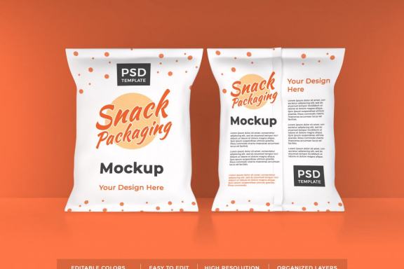 Realistic Snack Packaging Mockup Template
