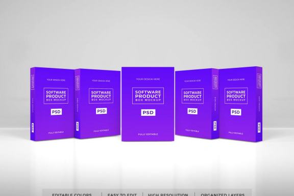 Realistic Software Box Mockup Template