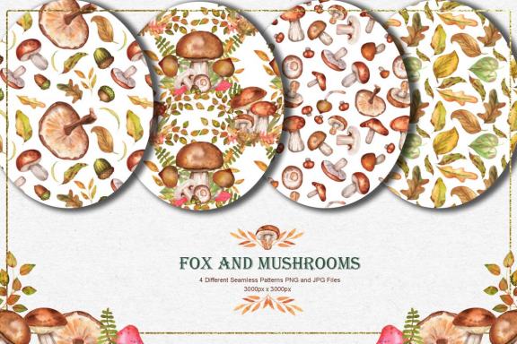 Fox and Mushrooms Watercolor Set
