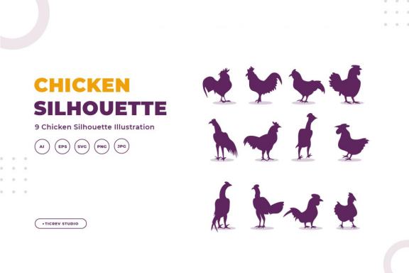 Silhouettes of chicken