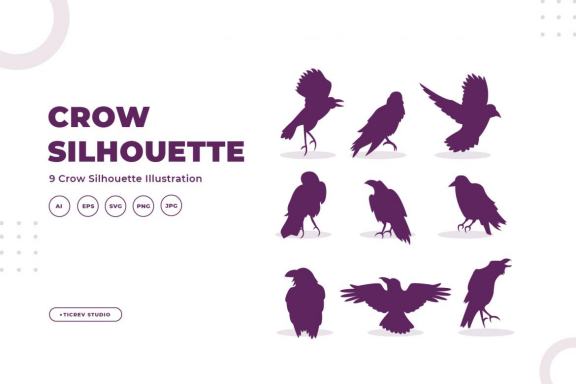 Silhouettes of crow