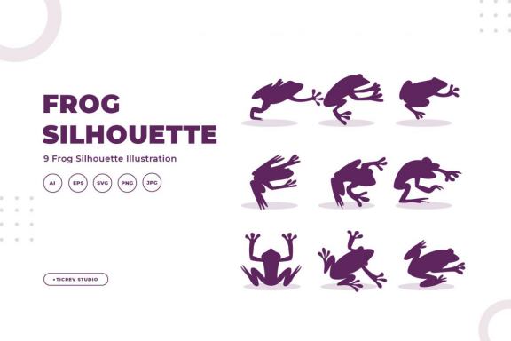 Silhouettes of frog