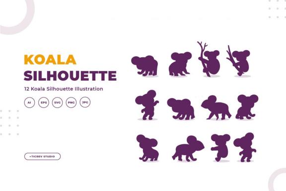 Silhouettes of koala