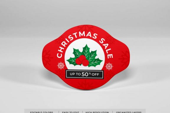 Realistic Sticker Label Badge Mockup Template