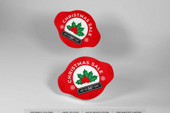 Realistic Sticker Label Badge Mockup Template