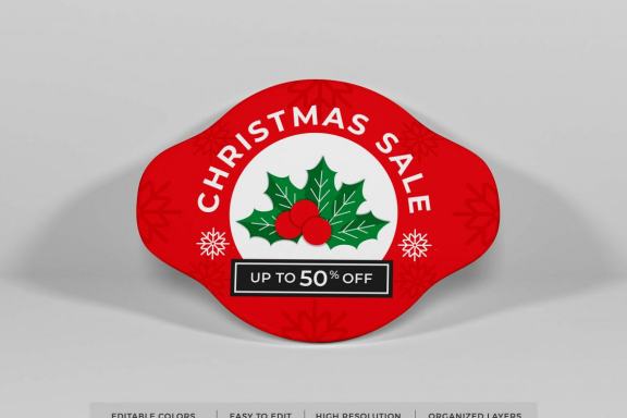 Realistic Sticker Label Badge Mockup Template