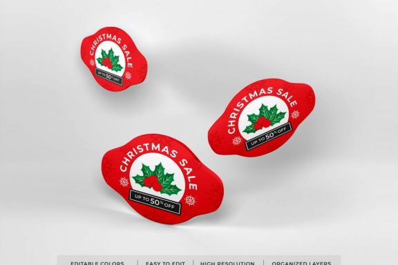 Realistic Sticker Label Badge Mockup Template