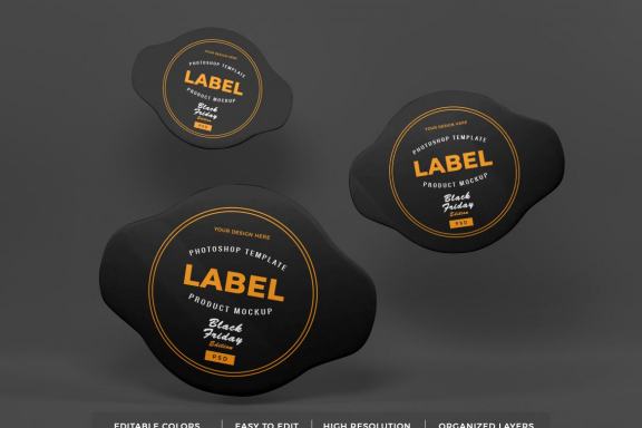 Realistic Sticker Label Badge Mockup Template