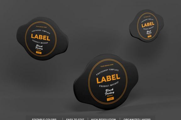 Realistic Sticker Label Badge Mockup Template
