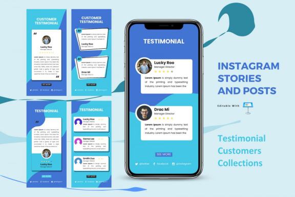 Testimonial reviews instagram stories and posts keynote template