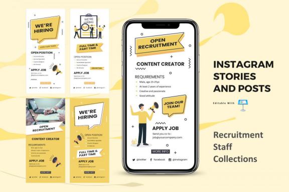 Recruitment instagram stories and posts keynote template | Deeezy
