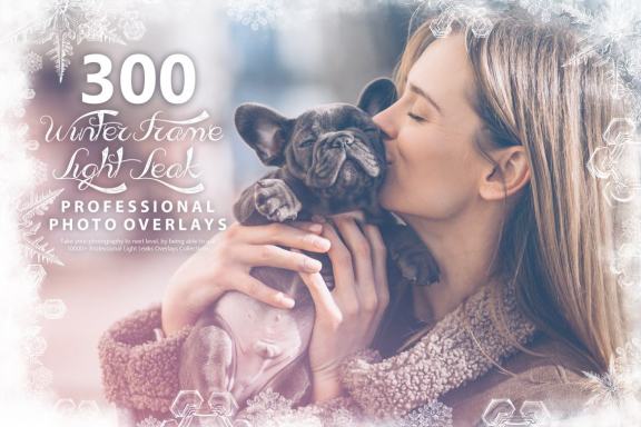 300 Winter Frame Light Leak Photo Overlays