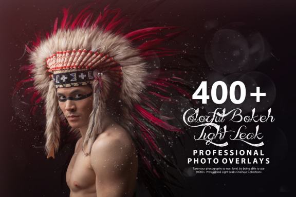 400 Colorful Bokeh Light Leak Photo Overlays