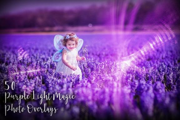 50 Purple Light Magic Photo Overlays