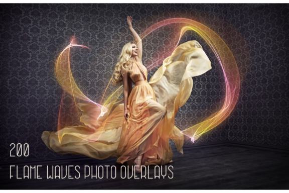 200 Flame Waves Photo Overlays