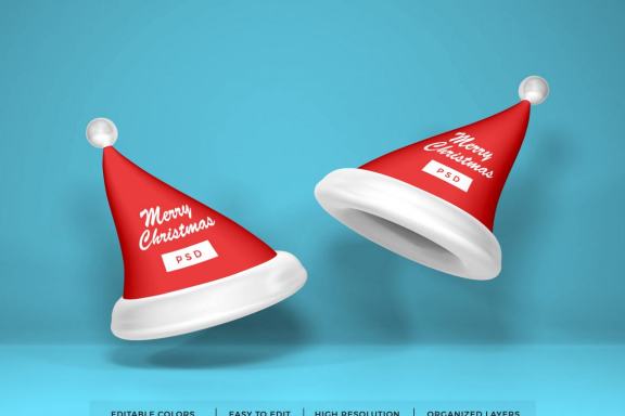 Christmas Santa Hat Mockup Template