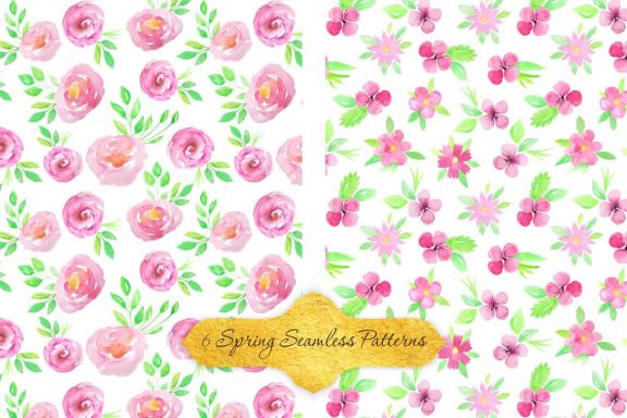 Watercolor Floral Patterns Vol.2