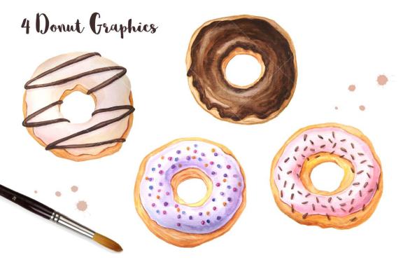 Watercolor Donuts Patterns & Graphics